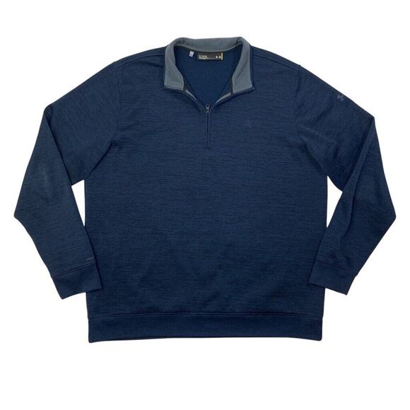 Under Armour Sweatshirt Mens XL Extra Large Navy Black Fleece Lined Quarter Zip - Picture 1 of 13